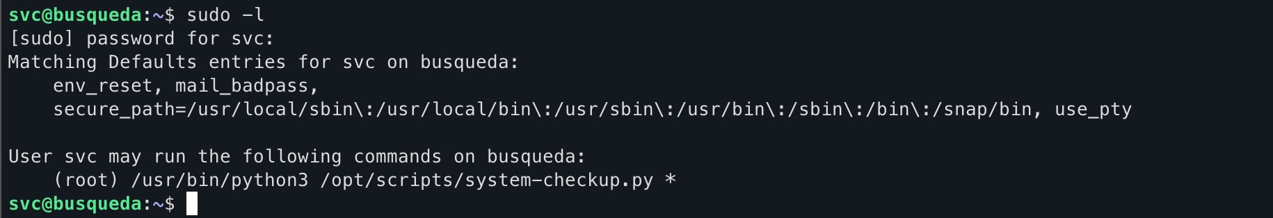 sudo -l