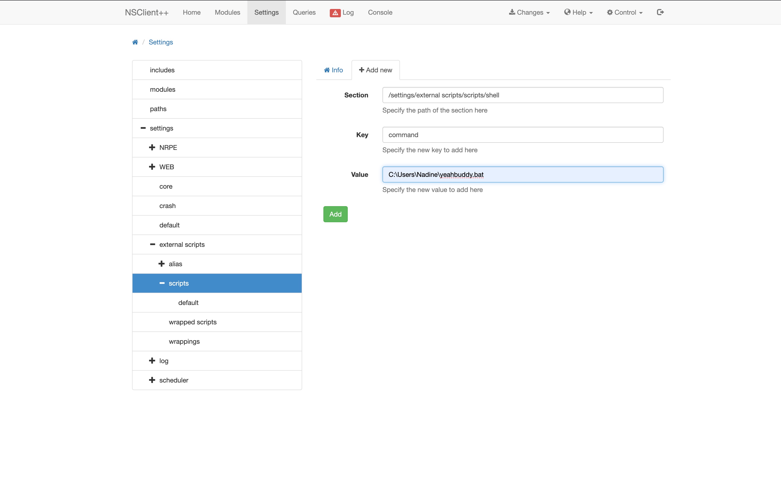 NSClient++ Add Script